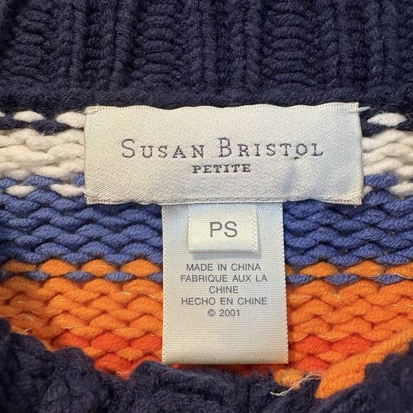 Susan Bristol Petite Colorblock Cotton Cardigan Sweater Womens Size PS (1688) - Picture 3 of 4